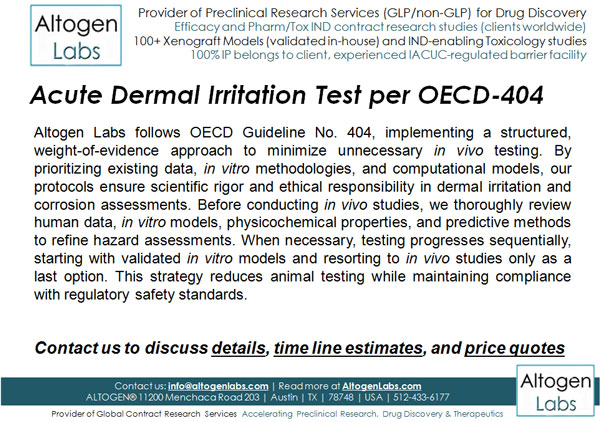 Acute Dermal Irritation OECD404